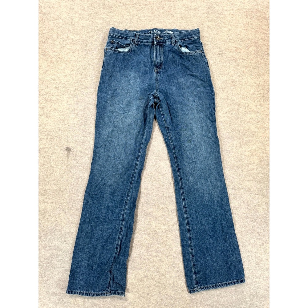 The Children's Place Slim Bootcut Jeans Boys 16 Blue Denim Cotton Medium Wash